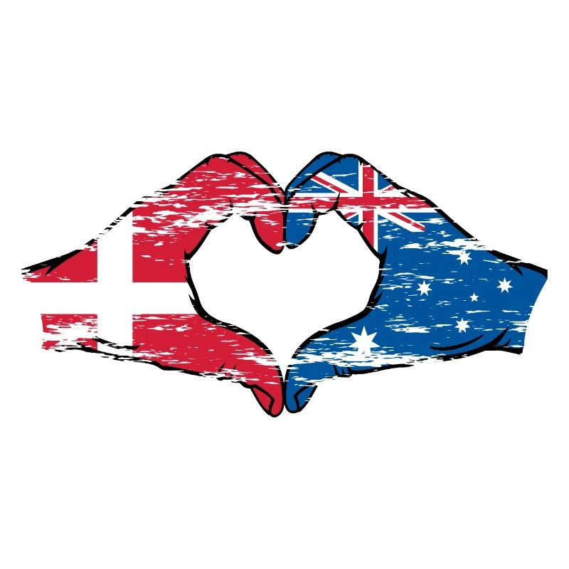 Danemark Australie drapeau forme coeur utilisé