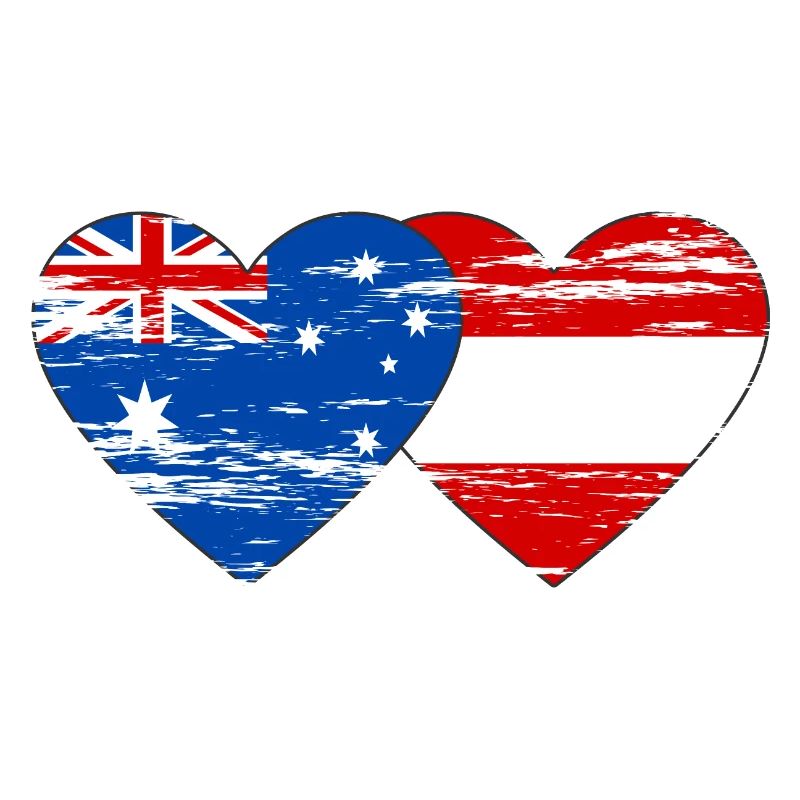 Australie Autriche Drapeau Coeur Drapeau utilisé