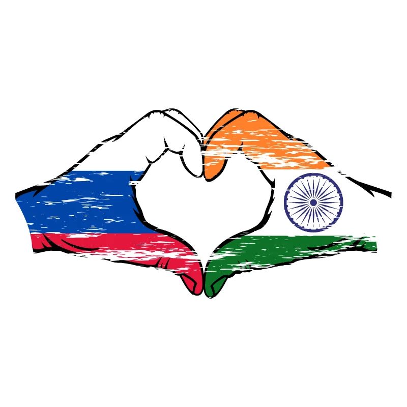 Russie Inde mains forme de coeur utilisé