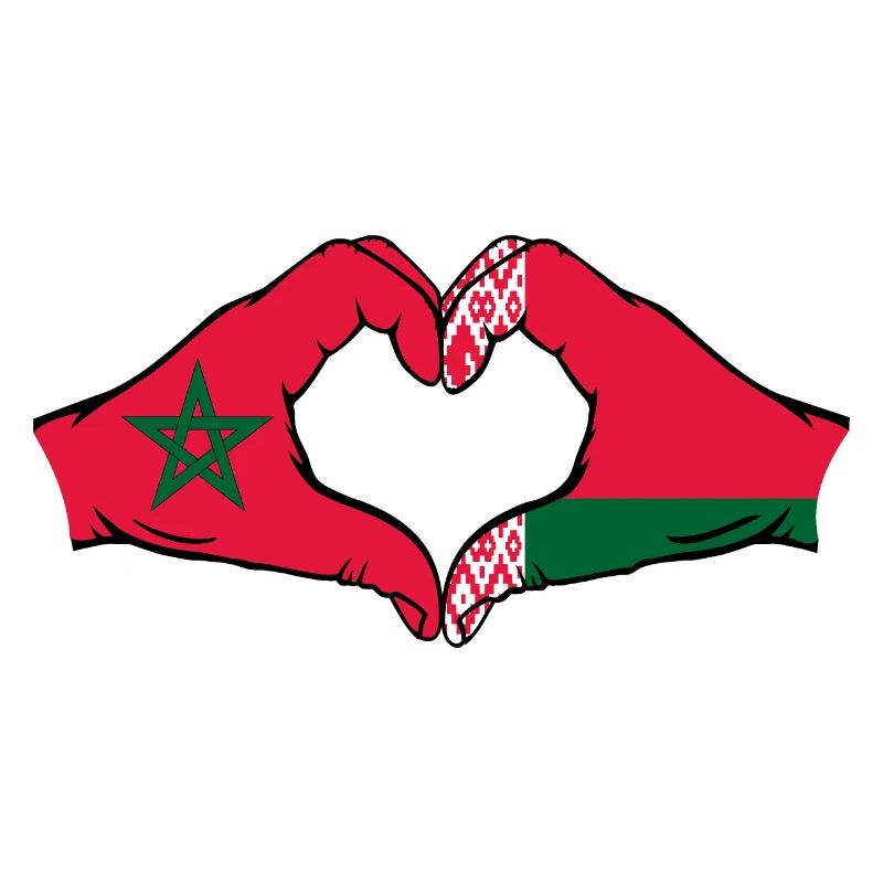 Morocco Belarus Flag Hands Heart Shape