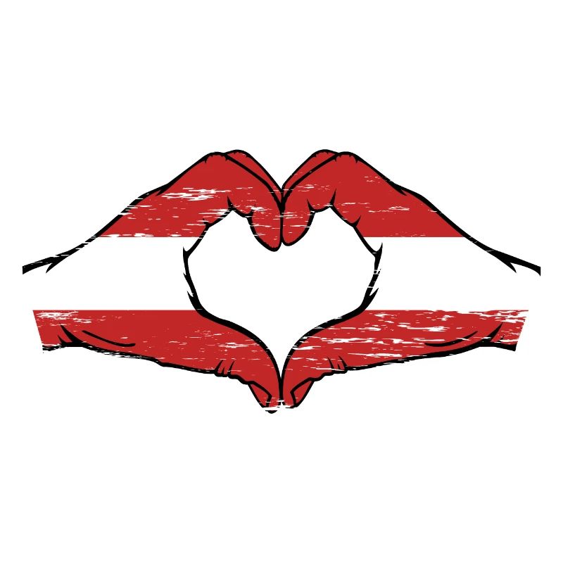 Drapeau de l’Autriche Mains Coeur Forme Utilisé