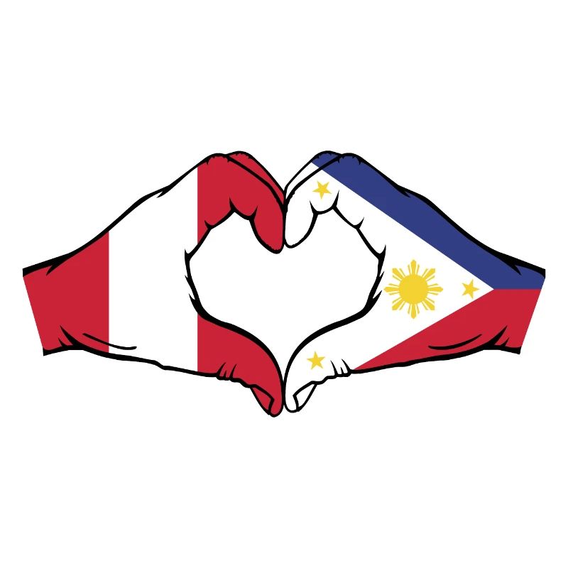 Peru Philippines Flag Hands Heart Shape