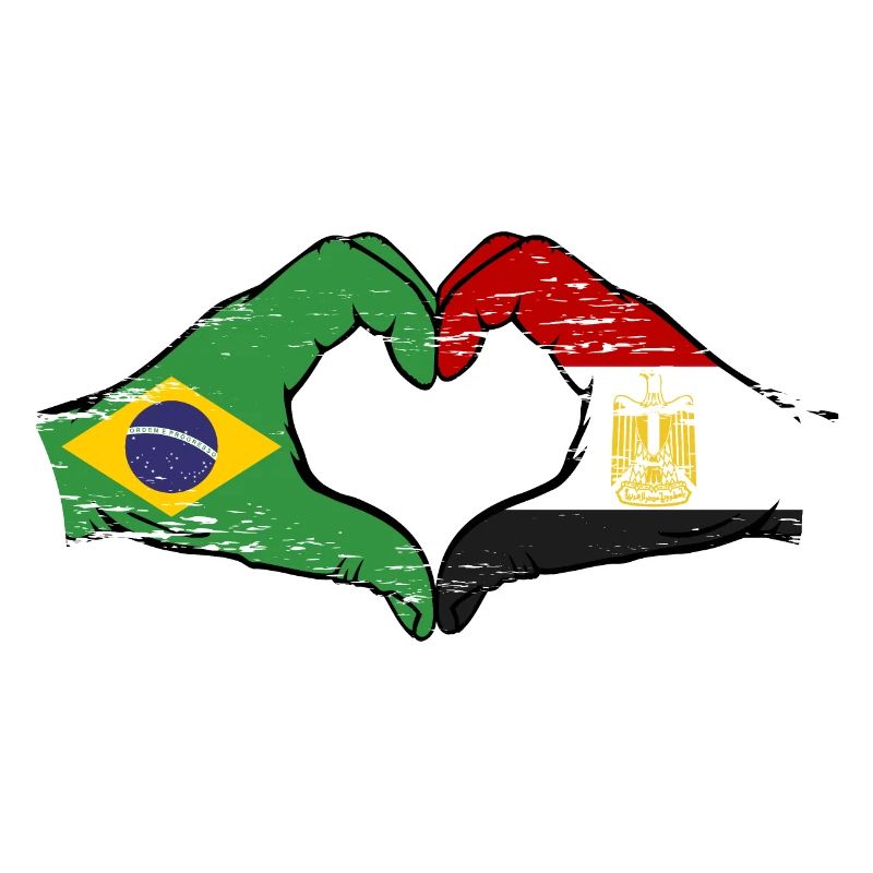 Brésil Égypte drapeau mains forme de coeur utilisé