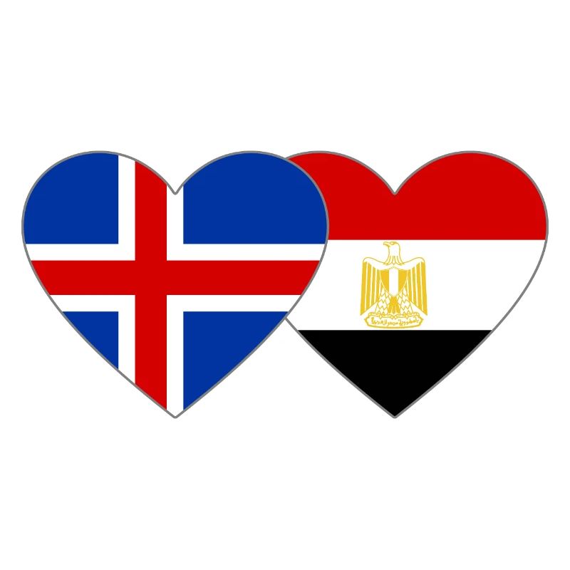 Islande Égypte Drapeau Mains Coeur Forme