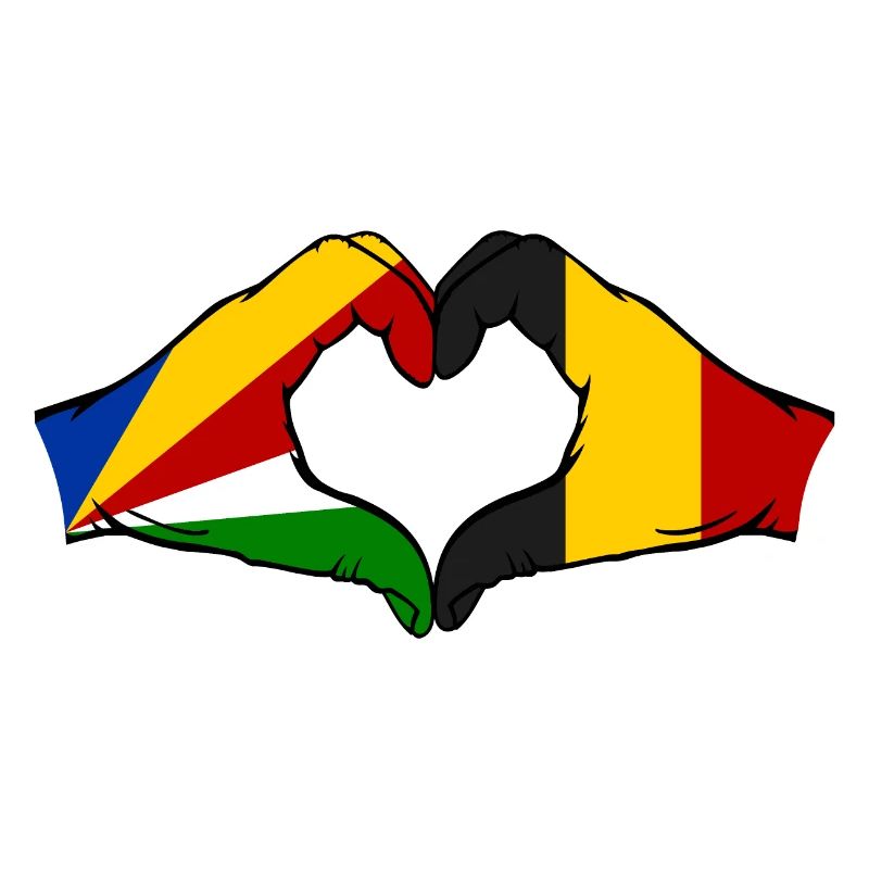 Seychelles Belgium Flag Hands Heart Shape
