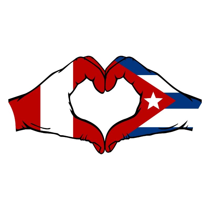 Pérou Cuba Drapeau Mains Coeur Forme