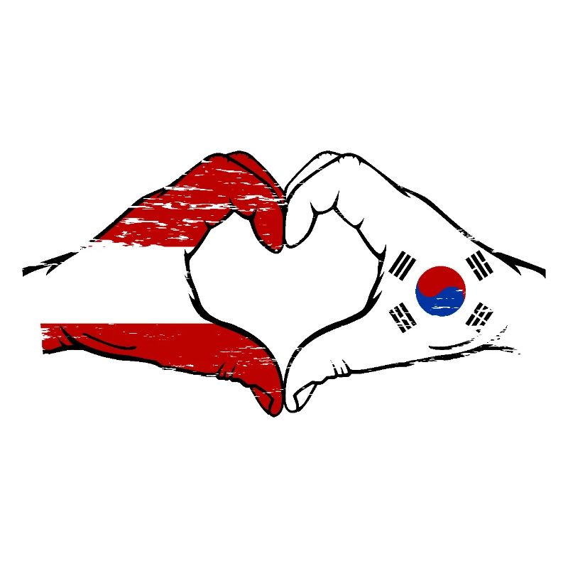 Autriche Corée du Sud Drapeau Mains Coeur Forme Utilisé