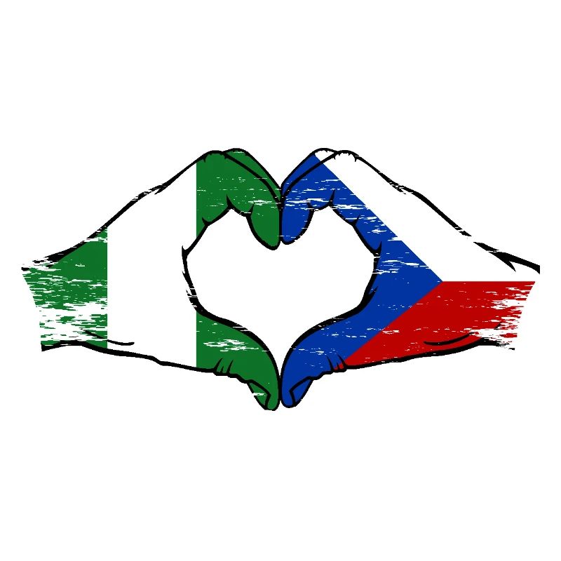 Nigeria République tchèque drapeau mains forme de coeur utilisé