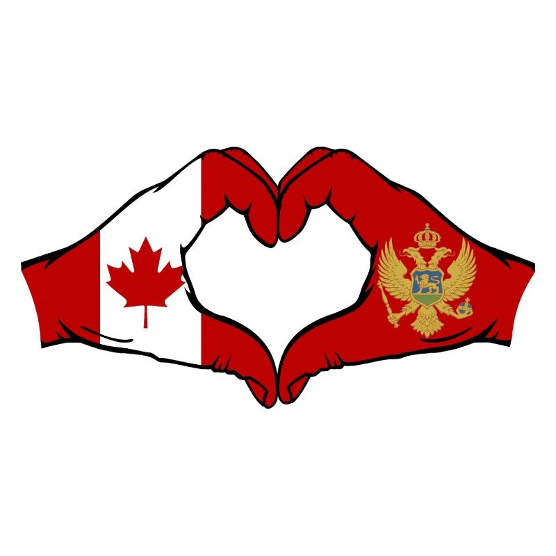 Canada Monténégro drapeau mains forme coeur