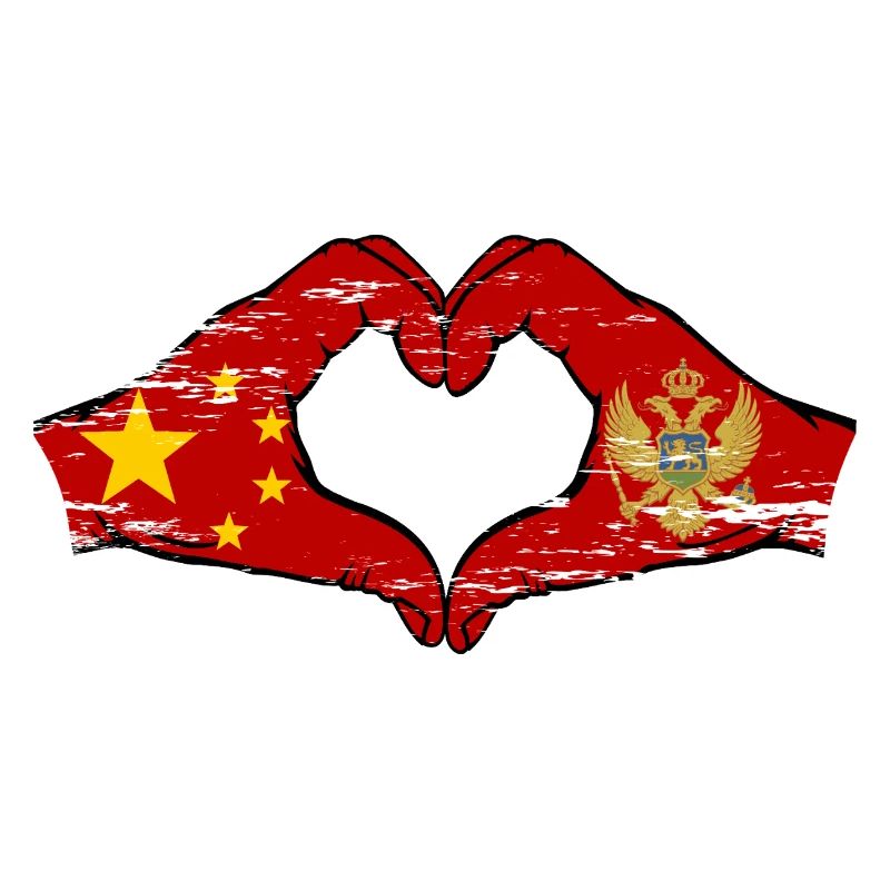 Chine Monténégro drapeau mains forme de coeur utilisé