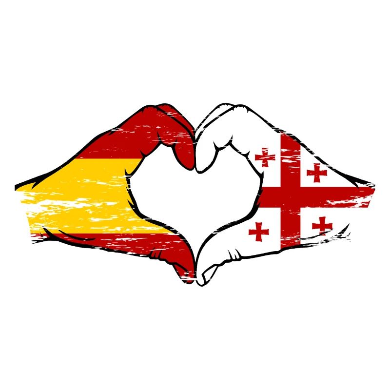 Espagne Drapeau Géorgie mains forme de coeur utilisé