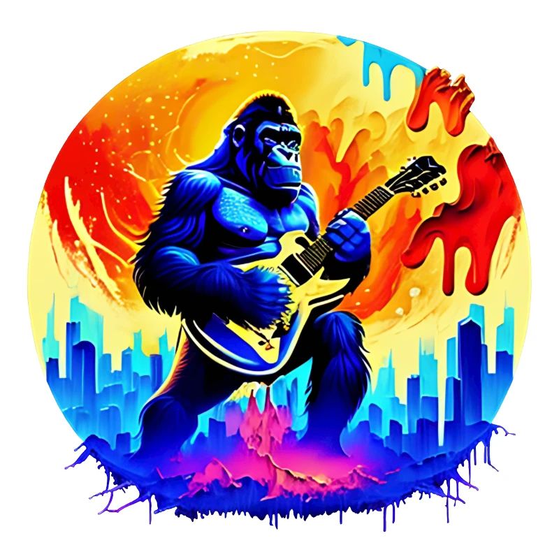 Gorilla plays guitar