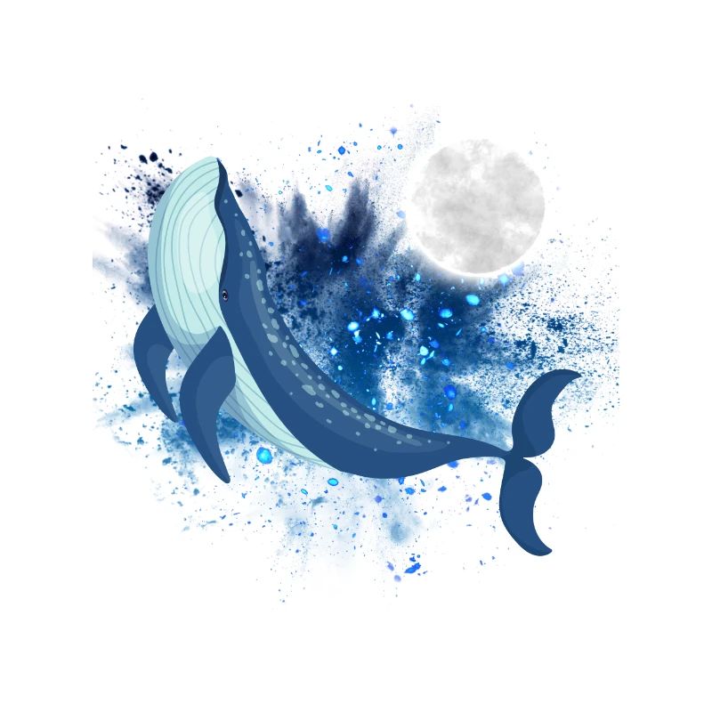 Rorqual bleu avec lune