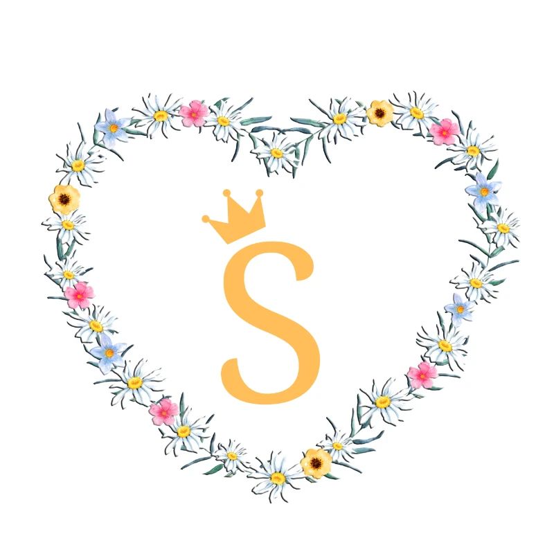 S, Monogram, Herz-Blumen