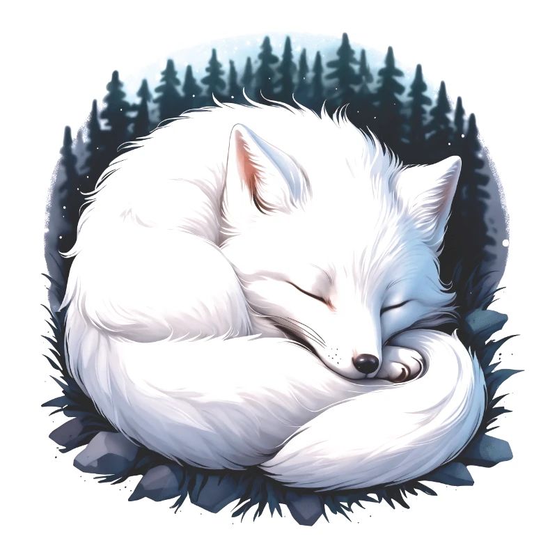 Arctic fox sleeping in the forest Fox Scandinavia Fox