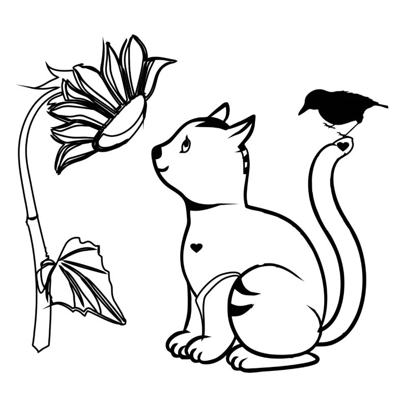 Oiseau fleur de chat