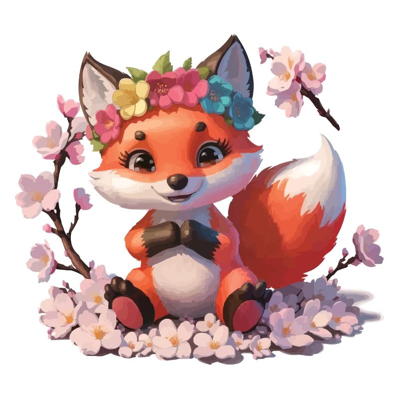 Cute cute fox in spring gift
