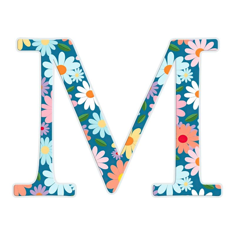 Customizable Monogram M Floral Pattern
