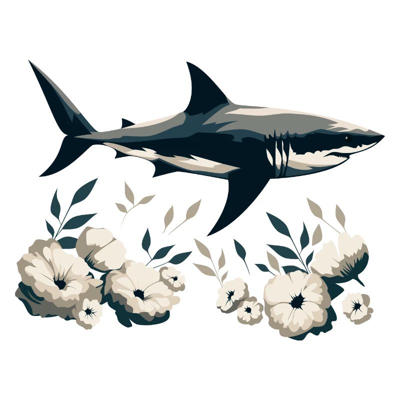 Requin avec des fleurs