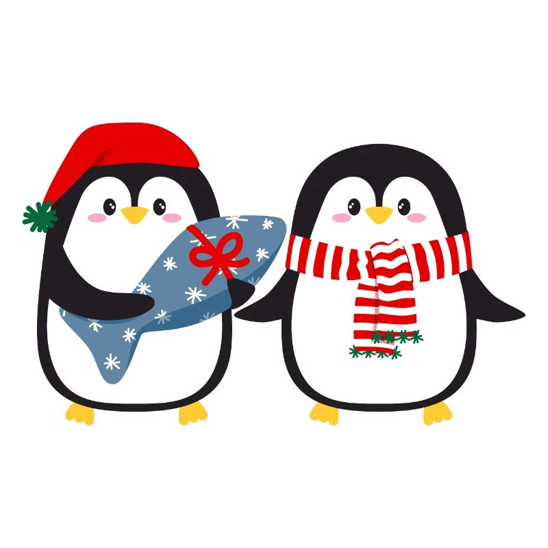 Niedliche Pinguine mit Geschenk