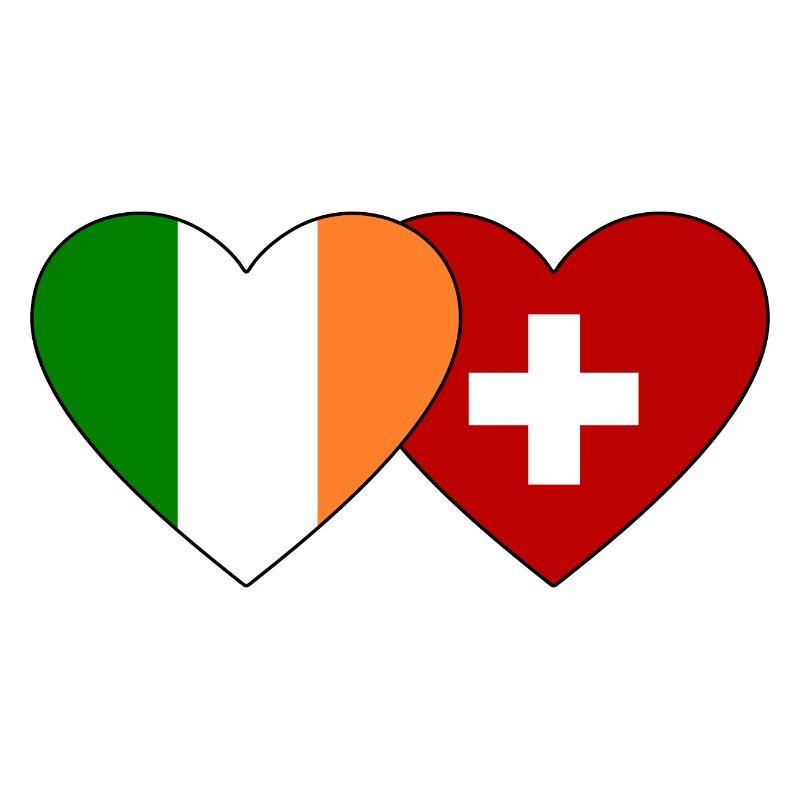 Irlande Suisse Flag Heart