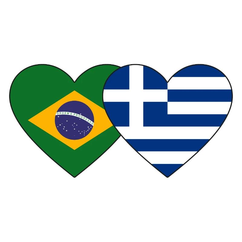 Brésil Grèce Drapeau Coeur