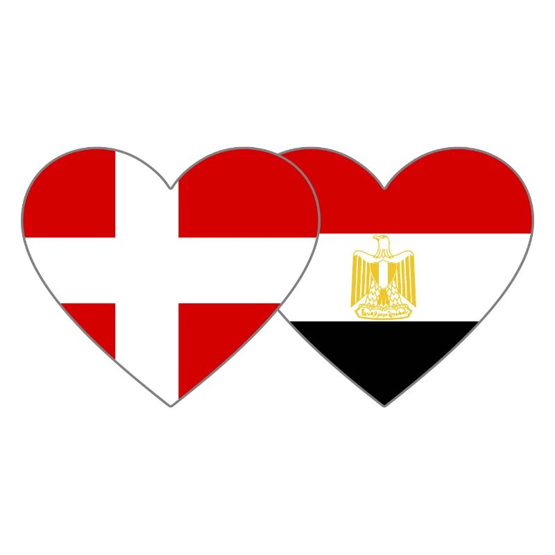 Danemark Égypte Drapeau Mains Coeur Forme