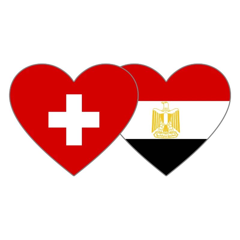 Suisse Égypte Drapeau Mains Coeur Forme