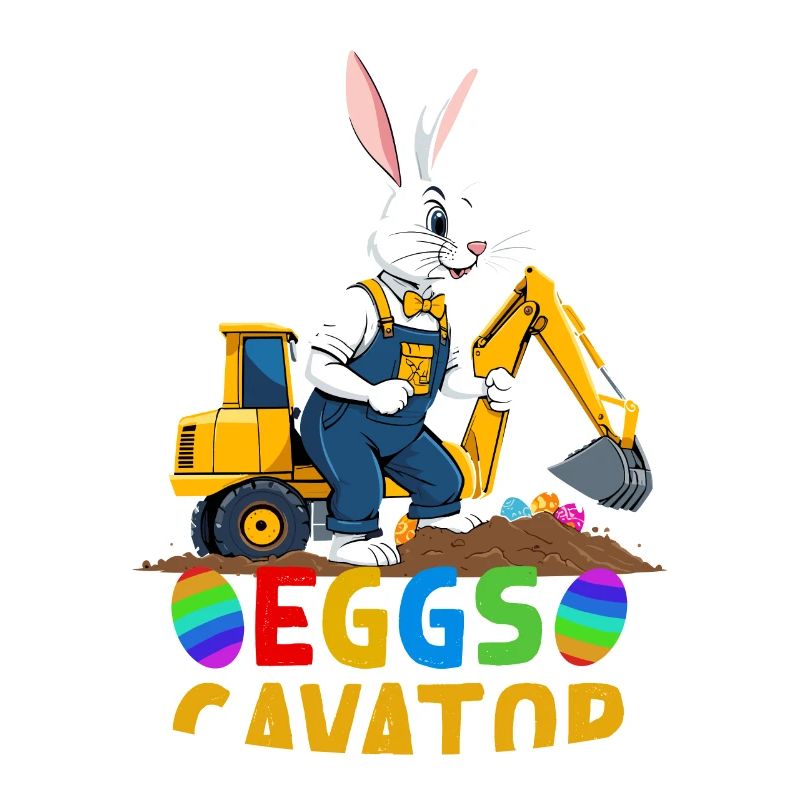 Funny Easter Saying Easter Bunny Excavator Driver