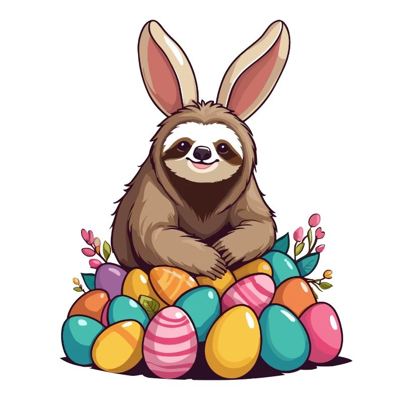 Funny Sloth Easter Bunny Iconic Easter