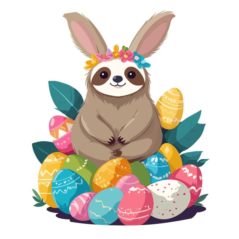 Funny Sloth Easter Bunny Iconic Easter