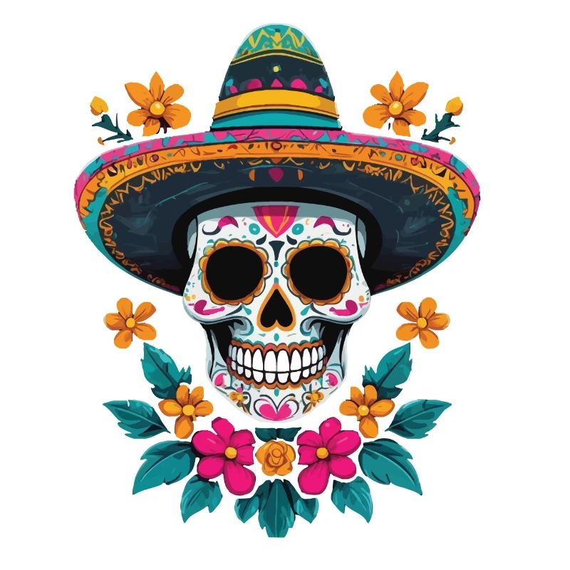 Iconic Sugar Skull Mexico Dia de Muertos