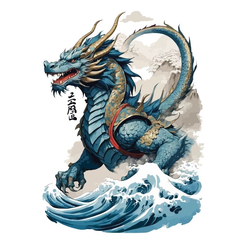 Vintage Ukiyo-E Kunst Japanischer Drache Design