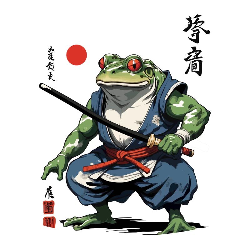 Samurai Frog Vintage Ukiyo-e Style Artwork