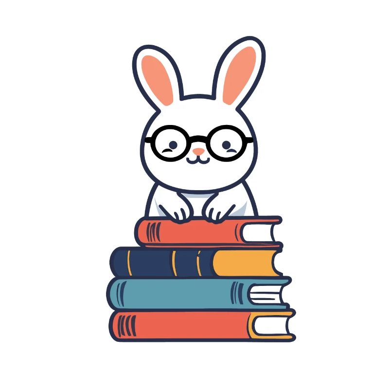 Lapin de lecture parfait de style rat de bibliothèque