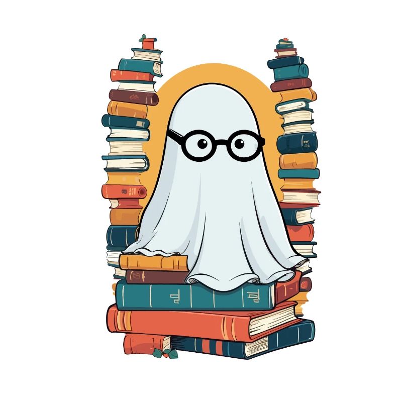 Reading Halloween Ghost Book Lover Style