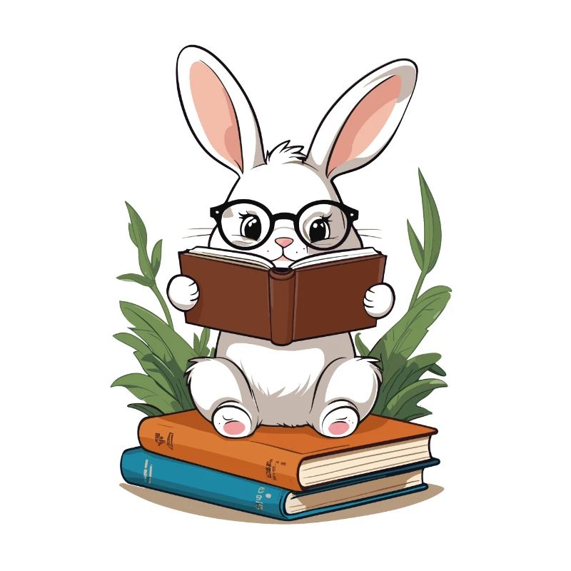 Lapin de lecture Lapin de style rat de bibliothèque enthousiaste