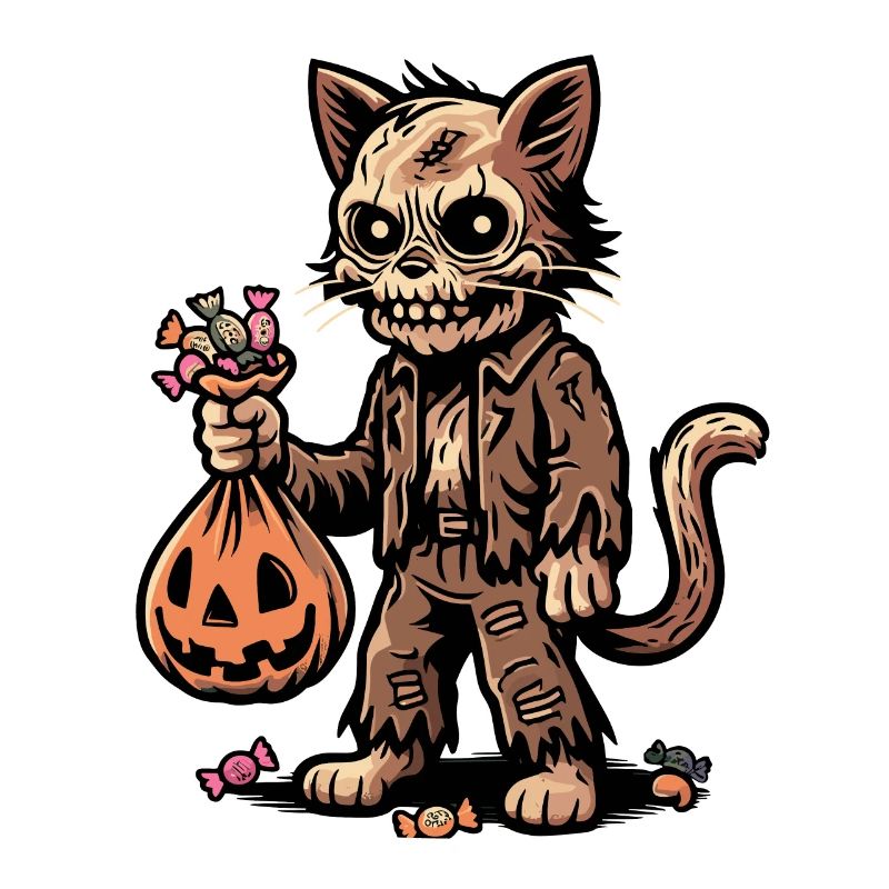 Untote Zombie Katze Süßes Oder Saures
