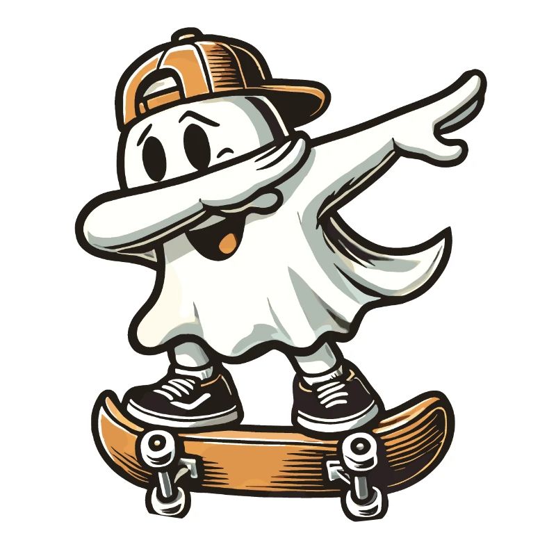 Skateboaring Dabbing Ghost Skateboard Dab