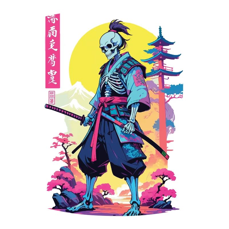 Oni Skelett Samurai Vaporwave Aesthetic