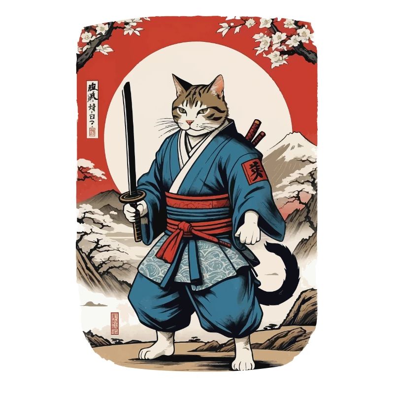 Samurai Cat Vintage Ukiyo E Japanese