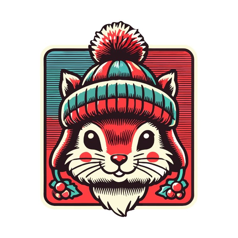 Écureuil mignon avec chapeau pour Noël