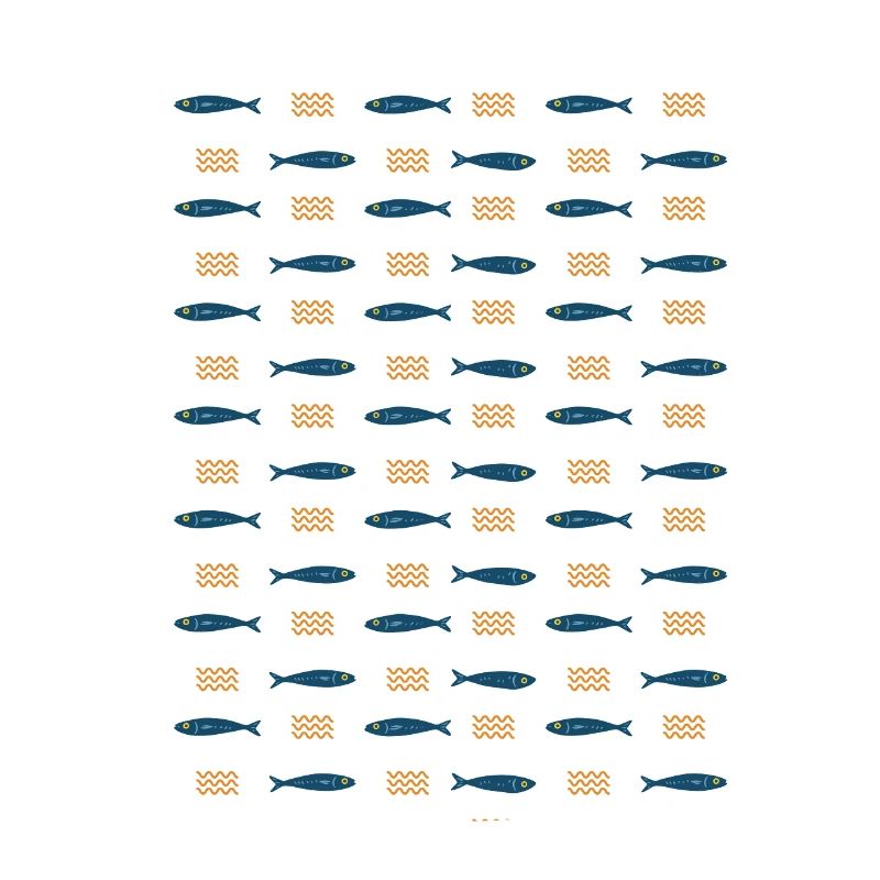 Minimalist Sardines and Waves Pattern for Summer
