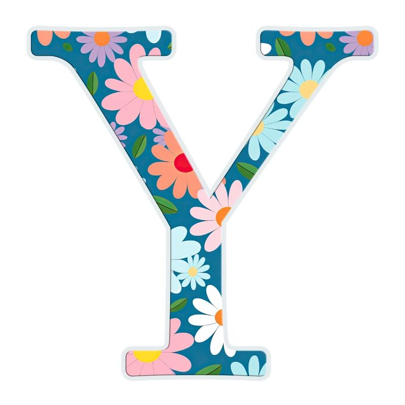 Personalisierbar Monogramm Y Blumenmuster