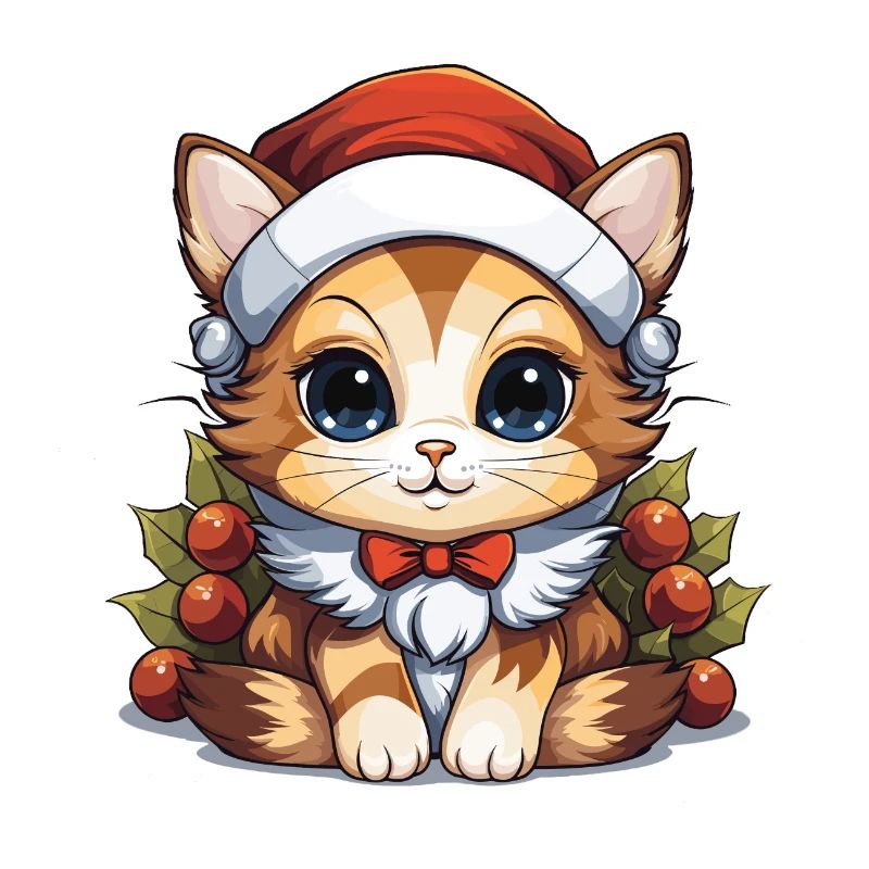 Design de Noël de chat - Style Kawaii