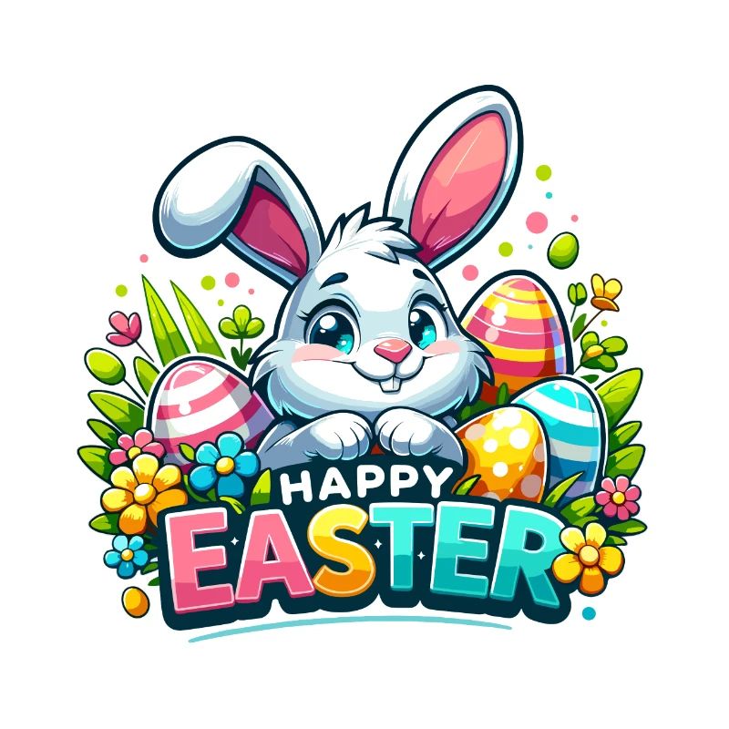 Joyeuses Pâques - Illustration de lapin de Pâques