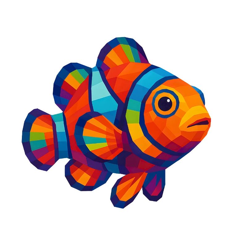 WPAP Polygon Style Animals - Clownfish