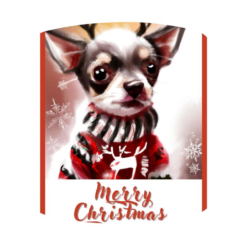 Chien (Chihuahua) dans un pull de Noël avec reinde