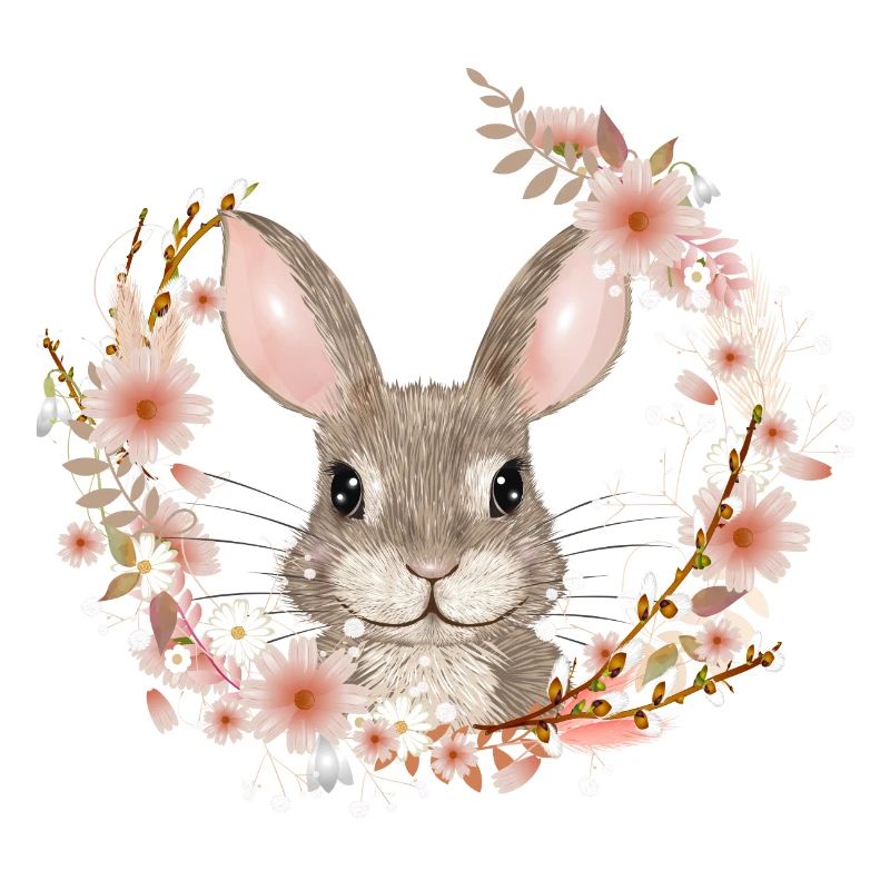 Couronne de printemps avec lapin comme lapin de Pâques