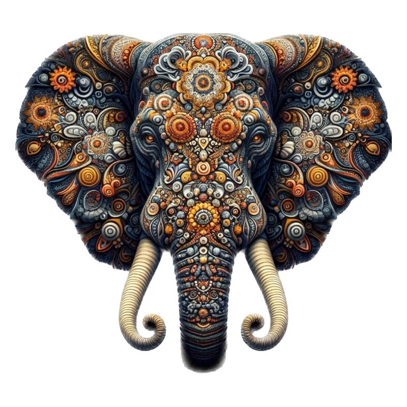 Éléphant décoré dans le style mosaïque